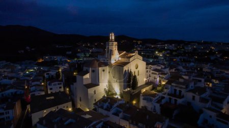 Photo for Night view from the air of the fishing village of Cadaques. High quality photo - Royalty Free Image