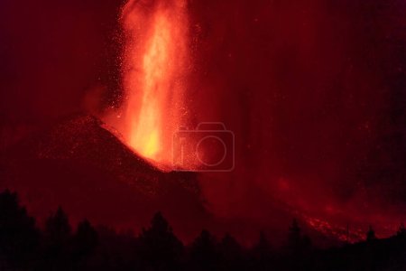 Erupting volcano on the island of La Palma, Canary Islands, Spain. High quality photo