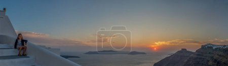 Photo for Views of the village of Oia in Santorini, at sunset. High quality photo - Royalty Free Image
