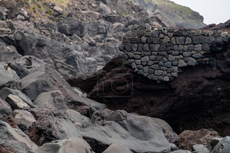 close-up details of the island of Stromboli. High quality photo