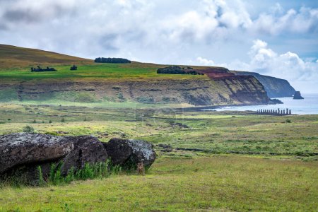 Téléchargez les photos : Paysage de Rapa Nui, île de Pâques. Photo de haute qualité - en image libre de droit