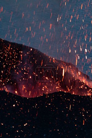 erupting volcano on the island of Stromboli. High quality photo