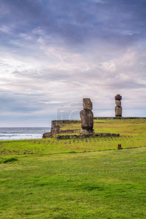 moais in Tahai, Rapa Nui, Easter Island. High quality photo