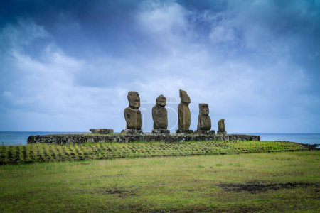 moais in Tahai, Rapa Nui, Easter Island. High quality photo