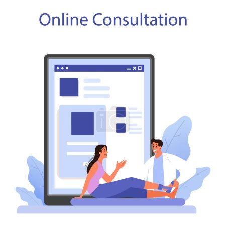Illustration for Orthopedics doctor web banner or landing page. Idea of joint and bone treatment. Arthroplasty and prosthetics. Online consultation. Vector flat illustration - Royalty Free Image