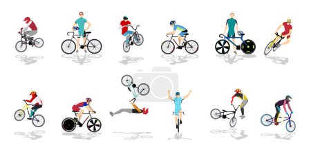 Illustration for Riding bicycle illustration. Racing and championship. Bmx and mountains. - Royalty Free Image