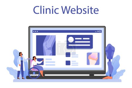 Illustration for Orthopedics doctor web banner or landing page. Idea of joint and bone treatment. Arthroplasty and prosthetics. Clinic website. Vector flat illustration - Royalty Free Image