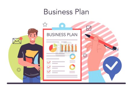 Photo for Business plan concept. Idea of business strategy. Setting a goal or target and following schedule. Financial research, analysis and organization. Isolated flat vector illustration - Royalty Free Image