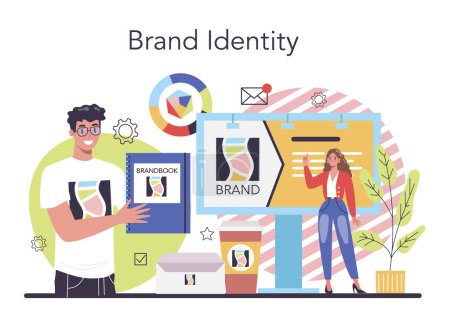 Photo for Brand concept. Marketing strategy and unique design of a company or product. Brand recognition and identity building. Isolated flat vector illustration - Royalty Free Image