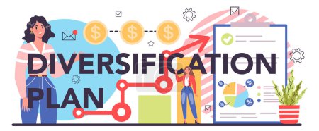 Photo for Diversification plan typographic header. Risk management strategy, process of capital allocation. Finance balance and investment risk reduction. Isolated flat vector illustration - Royalty Free Image