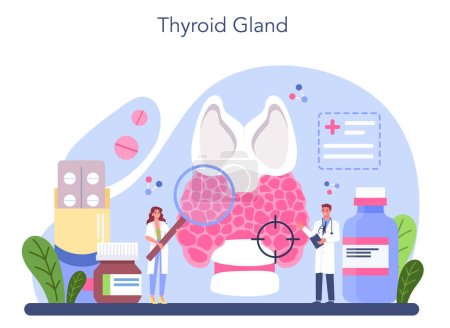 Photo for Endocrinologist concept. Thyroid gland examination. Doctor examine hormone and glucose. Idea of health and medical treatment. Isolated flat vector illustration - Royalty Free Image