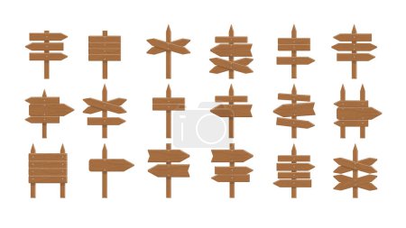 Ilustración de Carteles de madera sobre fondo blanco. Flechas, tablas y tablones. Concepto de dirección, forma o información
. - Imagen libre de derechos