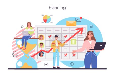 Photo for Business planning concept. Setting a goal or target and following schedule. Idea of planning and organization. Time optimization. Isolated flat vector illustration - Royalty Free Image
