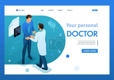 Photo for Doctor communicates with the patient. Health care concept. 3d isometric. Landing page concepts and web design-01. - Royalty Free Image