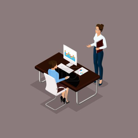 Photo for Business people isometric set of men and women in the office business concept isolated on gray background vector illustration. - Royalty Free Image