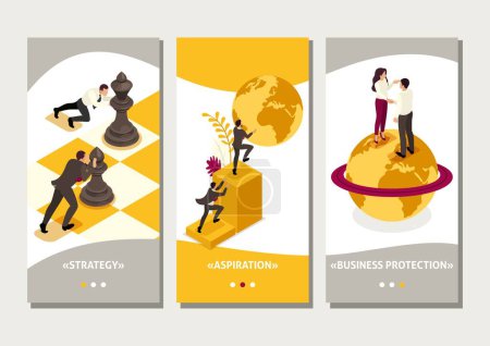 Illustration for Isometric Template app world business domination, big business agreement, smartphone apps. - Royalty Free Image