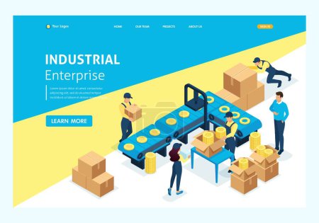 Photo for Isometric concept workflow in large warehouses. Website Template Landing page. - Royalty Free Image