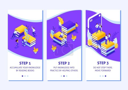 Illustration for Isometric Template app design concept Your knowledge your success smartphone apps. Easy to edit and customize. - Royalty Free Image