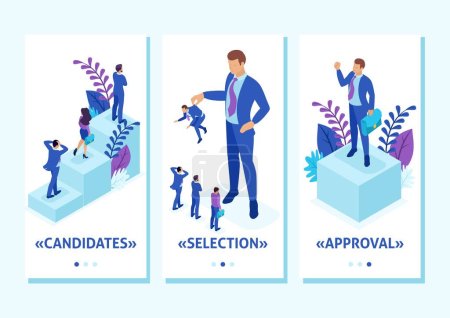Photo for Isometric Template app personnel change, the big boss keeps the employee the rest are afraid, smartphone apps. Easy to edit and customize. - Royalty Free Image