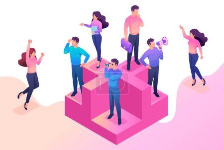 Illustration for Isometric bright concept we are looking for new people to our team. Concept for web design. - Royalty Free Image