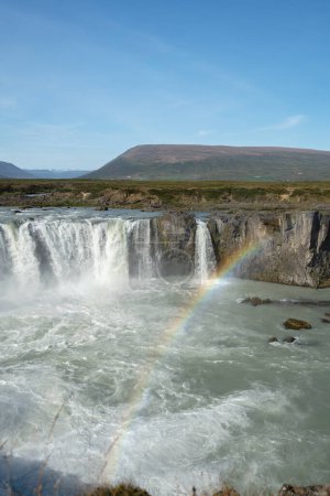 Photo for Rainbow in water reflections in selfoss waterfal - Royalty Free Image