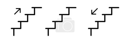 Illustration for Staircase line icons collection. Stairs up and down symbol ilustration. Ladder signs vector. - Royalty Free Image