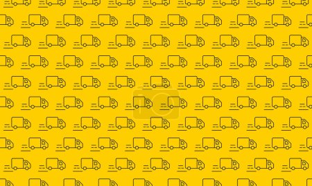 Illustration for Delivery, Running Truck Icons pattern on yellow background. Vector Illustration - Royalty Free Image