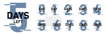 Quedan días, días para pasar de 0 a 9. Cuenta atrás promocional de la bandera azul noche izquierda días. Ilustración vectorial