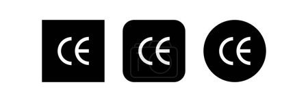 Vecteur d'icônes de marquage CE dans différents styles de cliparts. Illustration vectorielle