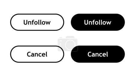 Unfollow and Cancel Button Icon on white background. Vector Illustration