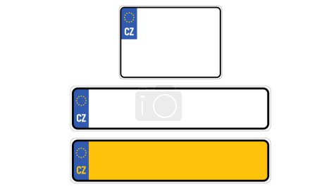 Vehicle registration plates of Czech Republic. EU country identifier. Vector illustration.