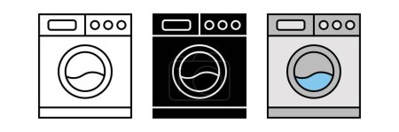Illustration for Washing machine icon. icon related to Household appliances, electronic. Lined, isolated and colored icons style design. Vector illustration - Royalty Free Image