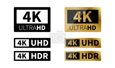 Icône de résolution 4K Ultra HD pour web et mobile. Étiquette 4K Ultra HD. Haute technologie. Affichage de télévision LED. Illustration vectorielle