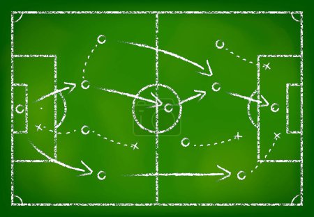 Photo for Soccer strategy drawn with white chalk isolated 3d Illustration - Royalty Free Image