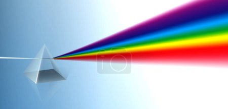 électromagnétique couleur prisme lumière réfraction spectrale. Illustrateur 3D.