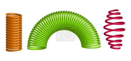 Photo for Set coil spring twisted, metal industrial coil isolated. 3d rendering - Royalty Free Image