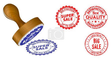 Ilustración de Rubber stamp mark or business rubber stamp vintage style isolated. 3d illustration - Imagen libre de derechos
