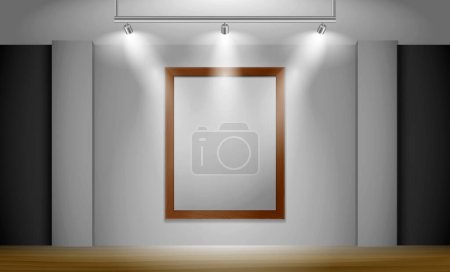 Ilustración de Interior empty gallery room design isolated - 3d illustration - Imagen libre de derechos