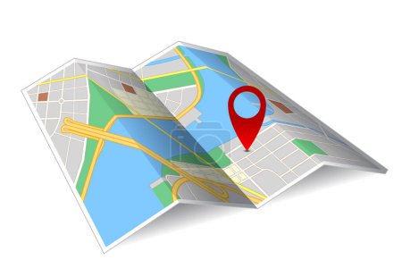 Illustration for Global map pin sign for navigation direction place - 3d illustration - Royalty Free Image
