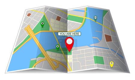 Illustration for Global map pin sign for navigation direction place - 3d illustration - Royalty Free Image
