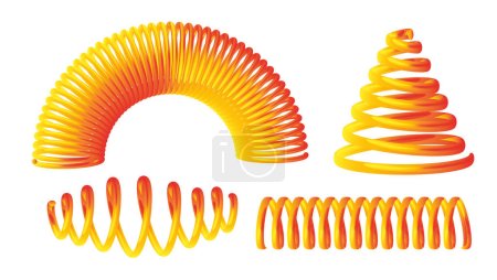 Illustration for Set coil spring twisted, metal industrial coil isolated. 3d rendering - Royalty Free Image