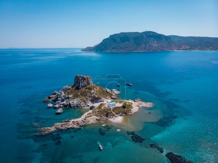 Kastri islet in Kos island Greece aerial view