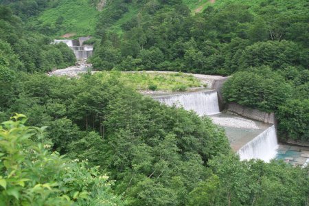 Photo for Toyama,Japan - July 16, 2023: Check dam or Sabo dam on Shomyo river, Toyama, Japan - Royalty Free Image