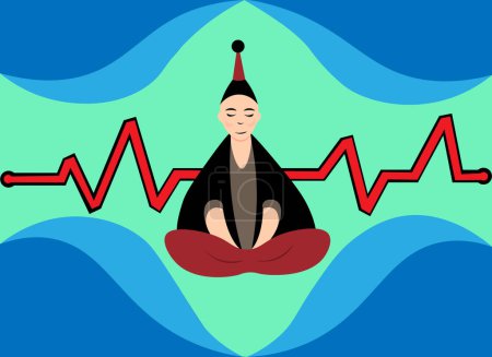 Photo for A monk is sitting on a puls background and have nice meditation - Royalty Free Image