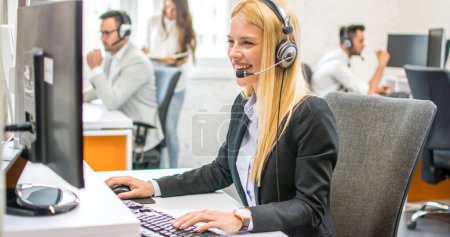 Photo for Female dispatcher in formalwear working in customer service office - Royalty Free Image