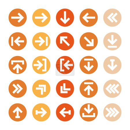 Ilustración de Conjunto de iconos de flecha, Vector de iconos de flecha de colores, Flechas de estilo diferente, Iconos planos - Imagen libre de derechos