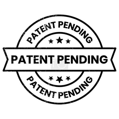 Patentierter Stempelvektor, zum Patent angemeldetes Abzeichen, Siegel, Logo, Etikett, Emblem, Siegel, mit Häkchen und Grunge-Effekt für Entscheidungszweck Vektorillustration schwarz-weiß