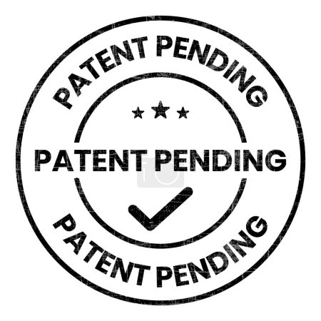vecteur de timbre breveté, insigne en instance de brevet, sceau, logo, étiquette, emblème, sceau, avec coche et effet de grunge à des fins de décision illustration vectorielle noir et blanc