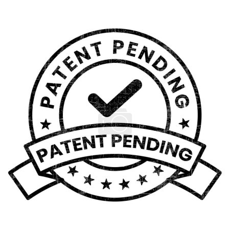 Illustration for Patented stamp vector, patent pending badge, seal, logo, label, emblem, seal, with tick check mark and grunge effect for decision purpose vector illustration black and white - Royalty Free Image