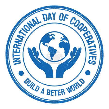 Illustration for International Day of Cooperatives Design, Build a Beter World Badge, Campaign, Banner, Logo, Seal, Emblem, Stamp, Emblem, Tshirt, Poster, Greeting Card Vector Illustration - Royalty Free Image